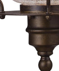Close-up of Wikshire 8 Inch Wide 1 Light Outdoor Pendant in coffee bronze and clear crackle glass