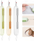 3 Pack 2 In 1 Seam Ripper And Needle Threader Set For Hand Sewing, Handy Compact Design, in green, white, and orange colors.