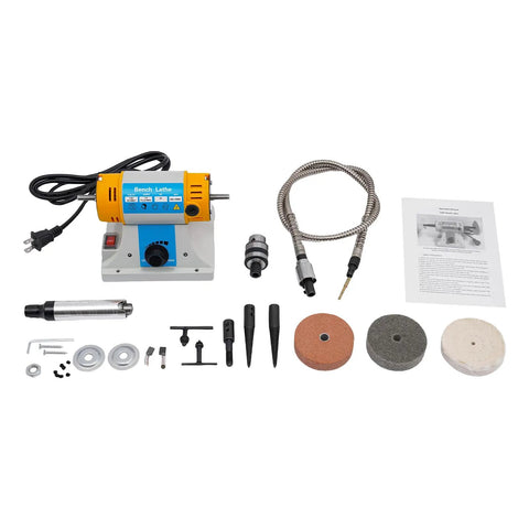 Pro Grade Bench Polisher Lathe Kit 320W With Flexible Shaft And Essential Accessories for Jewelry Wood Amber Metal Jade Buffing