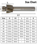 Powlab 5pc counterbore set end mills HSS-AL, straight shank, for copper, aluminum, steel, cast iron, side view
