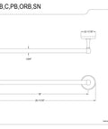 Victorian Matte Black Sleek 4-Piece Bath Accessory Set 18-Inch Towel Bar diagram with measurements and design details