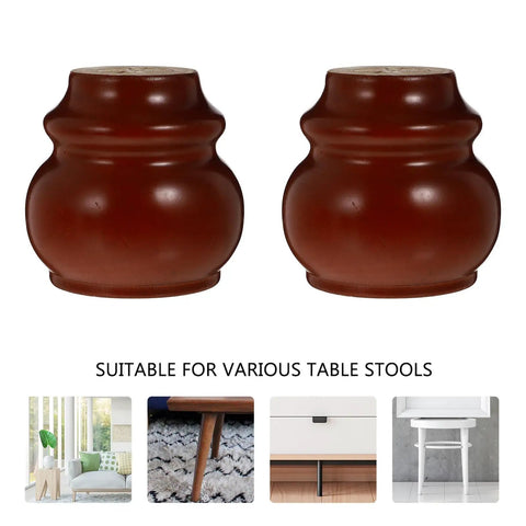 Brown Wooden Bun Style Sofa Legs Replacement Set Of 4 Dope Sturdy Furniture Feet For Sofas Cabinets And Tables Easy To Install