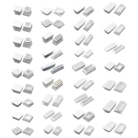 12 Pack White Square Tube Plugs For Furniture Legs And Frame Ends, PP Inserts To Cap Hollow Tubes And Pipe Openings, set of plugs