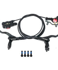 Full Hydraulic 2 Piston Mountain Bike Disc Brakes Set, black, includes levers and calipers for aggressive MTB shredding.