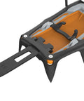 Close-up of Vasak LeverLock Universal Crampons pair with Alpen Adapt modular system, showing detail of reconfigurable bindings.