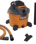Heavy Duty Wet Dry Vacuum And Blower With 12 Gallon Capacity And 5 Peak Horsepower detachable leaf blower head, accessories included.