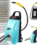 QianCruxtacy Commercial Steam Cleaner For Home And Auto With 4-5 Bar Pressure And Continuous Steam Output, blue model with hose and accessories.