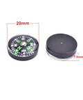 20 Pack Mini Pocket Oil Filled Compass 20mm Diameter with clear dome top and visible compass face, hard shell design, side view