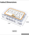 Assorted Wood Screws Kit With 420 Pieces in clear case, dimensions 7.8x5.24 inches, Carbon Steel Phillips Head Black Zinc Coated