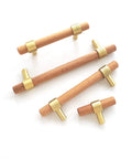 4.5 Inch Wood Gold Drawer Pulls Beech Cabinet Handles Brushed Brass for Dresser Cupboard Hardware