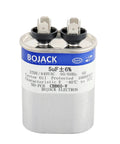 5uF Run Start Capacitor For AC Motors And Fans 370V 440V CBB65 Oval UL Recognized, shown in aluminum case with labels.