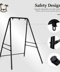 Upgraded Heavy Duty Hammock Chair Stand, Metal Swing Frame With Four Side Crossbars And Back Crossbar, Anti Slip Legs, Sturdy Steel Construction, Perfect For Porch, Backyard, Indoors Or Outdoors, Black showing details of anti-slip legs