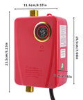 Compact Wall Mounted Tankless Electric Water Heater Featuring A Top Shelf 3000W Instant Hot On Demand Setup For Zero Waiting Around And Lightning Fast Warm Flow For Kitchen Or Bathroom Use No Fuss, red color with LCD display.
