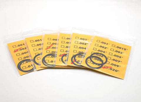 Black 5/8x24 Barrel Shim Kit For.308, 7.62mm, 300BLK,.30 Cal, 14 Pack With Stainless Steel Shims and thickness indicators