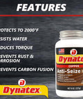 Copper Anti Seize Paste Heavy Duty Tough As Nails Industrial Grade Lubricant For Threads And Bearings Protects Against Extreme Heat And Pressure Steam Water Prevents Galling Seizing And Corrosion Pack Of Eight 8 Oz Cans bottle with features.