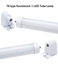 10 Pair T8 FA8 Single Pin Tombstone Lamp Sockets for Eight Foot LED Tubes showing white lamp holders and tubes in close-up view.
