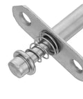Close-up of adjustable spring loaded rotating pivot shaft for folding room dividers, heavy-duty metal construction.