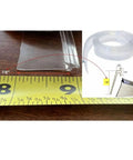 Angled Slide In Clear Vinyl Framed Shower Door Drip Sweep 36 Inch Long with measuring tape for size reference
