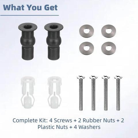 Stainless Steel Toilet Seat Screws Kit With Expanding Rubber And Plastic Nuts Universal Top Mount Bolts Replacement For Loose Hinges