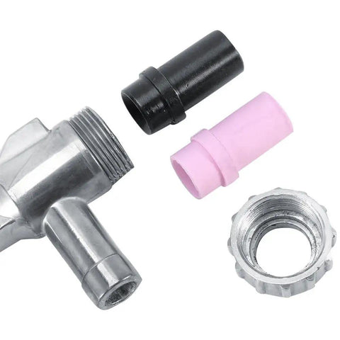Pro Grade All In One Sandblaster Kit With Air Quick Adapter showing aluminum grip and ceramic nozzles for metal rims.