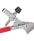 Heavy Duty 70 Kg Toggle Clamp With Stainless Steel Build For Woodworking Welding And Mold Fixturing Adjustable Opening Keeps Your Pieces Locked Down For Precision Tasks And Easy Setup. stainless steel toggle clamp with red handle and adjustable screw