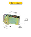 Side view of Patio Door Roller Assembly With Stamped Steel Housing And Dichromate Finish One And One Quarter Inch Steel Wheel Three Quarter Inch Width One And Three Sixteenths Inch Height Sliding Door Roller For Patio Track with dimensions.