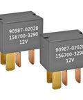 12V DC 30A 4 Pin Automotive Relay Pack Of 2 For Toyota Vehicles 1997 And Up Direct Replacement With OEM-Quality Performance, Reliable Power Switch For Engine Bay, Plug And Play 12V Relay Fit; two gray relays
