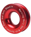 Heavy Duty Aluminum Winch Snatch Block Recovery Ring for ATV UTV SUV Trucks, Universal Towing Ring and Pulley System Accessory, Durable Aluminum Alloy, Built Tough for Real Off Road Recoveries, Red, red aluminum recovery ring with warning text
