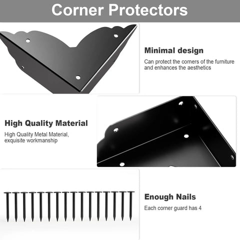 Top Notch Eight Piece Antique Bronze Corner Protectors Slick Edge Guards For Desks And Tables with installation nails and minimal design.