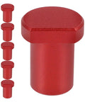 Six Piece Aluminum Bench Dogs And Table Clamp Set with red low-profile design for woodworking efficiency