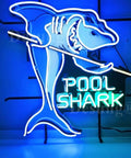 Blue Billiards Neon Sign Light Handmade LED Neon Tubing 14x17 Inch With Transparent Acrylic Frame Shark Design For Man Cave