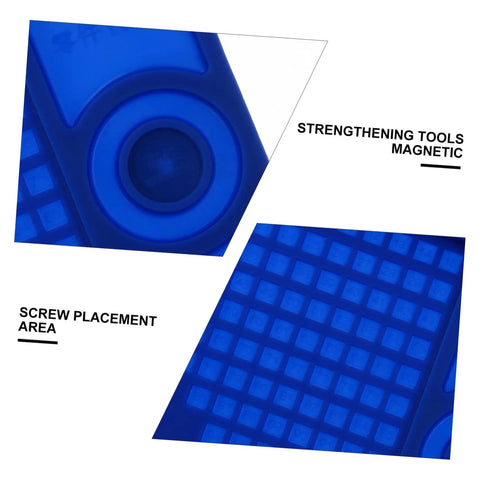 Close-up of insulated magnetic work mat for electronics repair showing screw placement and magnetic zone