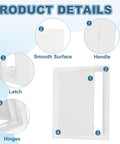 Dead Simple 12 By 10 Inch Drywall Access Panel With Rock Solid Adhesive Tape Clean White ABS Plastic Repair Hatch showing handle, latch, and hinges.
