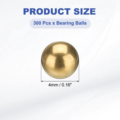 300 Pcs 4mm Brass Bearing Balls, Precision G100 Solid Brass Spheres for Machinery, Automotive, and DIY Projects, Durable, Corrosion Resistant for Water, Oil, Gas Environments. 4mm brass sphere size