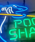 Hand Crafted Glass Tube Neon Sign For Beer Bar, 17 Inch Wide By 13 Inch High, Retro Neon Lights With Bold Glass Tubes, Pool Shark Design