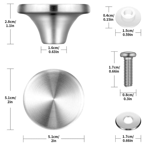 Snag This Rock Solid Replacement Dutch Oven Knob Set, Heat Resistant Stainless Steel Pot Lid Handles For Enameled Cast Iron Cookware, Hassle Free Kitchen Upgrade Silver Four Pack dimensions and details.