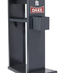 Beefy Steel Plate Pedestal Base For One Point Five Ton Arbor Press With Integrated Storage Shelf And Side Mandrel Catcher At Thirty Six Inch Height showing sturdy construction and additional storage.