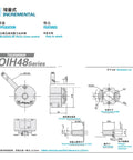 Technical drawing of Servo Motor Encoder OIH48-1024P4-L6-5V TS5208N500 and OIH48-1024P8-L6-5V TS5208N530, showing dimensions and installation.