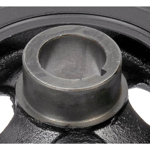 Close-up of a black Dodge Journey Harmonic Balancer Replacement 2009 To 2020 with keyway and single mounting hole.