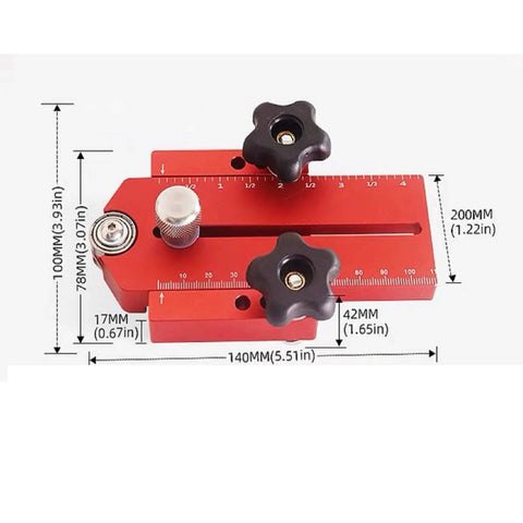 Extended Thin Rip Jig Fence Guide with accurate measurements and sturdy knobs for smooth cuts on table saws.
