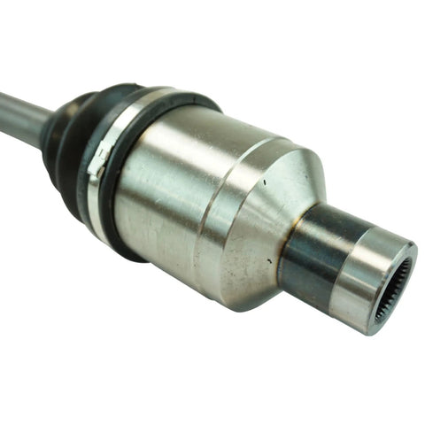 Front CV Axle Assemblies With Wheel Bearing And Hub, 4 Piece Kit, close-up of axle joint, fits Chrysler 300 and Dodge models