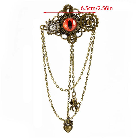 Get That Giddy Up With This Antique Gold Convertible Mechanical Gear Hair Jewelry Pin featuring intricate gears and chains.