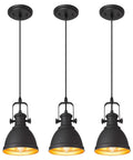 Sunrise Inspired Two Tone Matte Black And Orange Gold Pendant Lights For Kitchen Island 3 Pack Industrial Metal Shade Modern Minimalist Hanging Fixtures