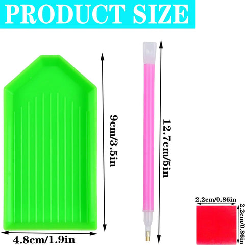 Dope Diamond Art Painting Tools Kit With 12 Trays, 22 Glue Clays, 5 Pens And DIY Accessories size comparison image.