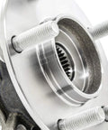 Close-up of 2-Pack Front Wheel Hub Assembly Set, Steel, Ball Bearing, 66.9mm Bore, Fits 2014-2018 Mazda 3 And 2016-2021 Mazda CX-3