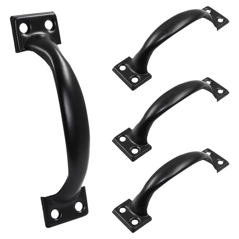 4 Pack Black Pull Handles Vintage Barn Door Style For Cabinets Drawers Dressers Cupboards And Closets With Mounting Screws Durable Metal