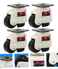Four Pack Beefy Heavy Duty Swivel Workbench Leveling Casters With 60mm Flat Base Plate For Industrial Equipment Transport And Heavy Furniture Moving On Smooth Floors Ideal For Shop Garage And Warehouse Use, white swivel caster set