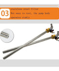 Stainless steel filter for Snazzy Stainless Steel Air Operated Oil Transfer Pump. Durable with two long tubes for efficient liquid transfer.