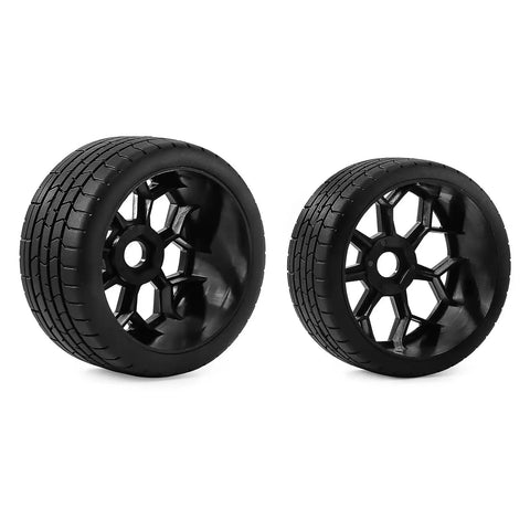 2 Pack Front And Rear RC Tire Set For 1/7 Scale Cars With 17mm Hex Wheels, Anti Slip Grip, Durable Tire Hubs, Black