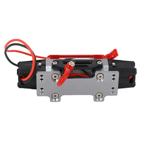 Dual Motor Rc Winch with Alloy body, detailed view showcasing metal build for 1/10 and 1/8 scale off road cars.